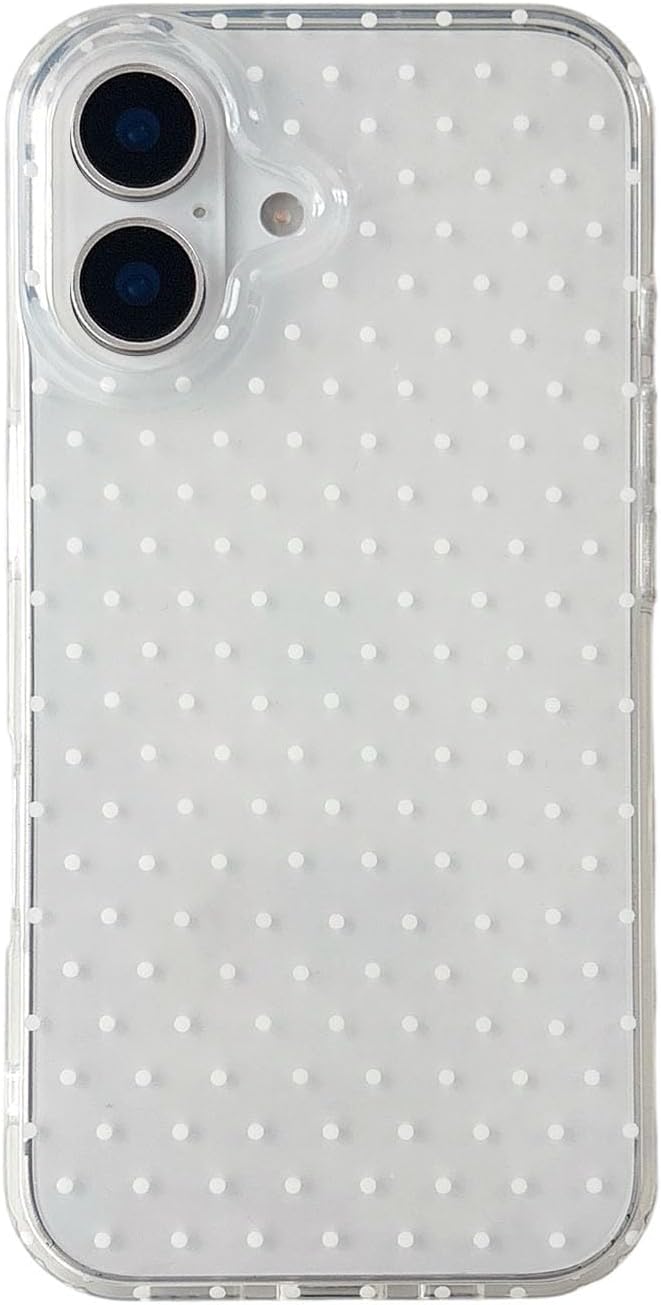 Cute Phone Case for iPhone 16 Case Polka Dot Fashion Aesthetic Design for Women Girls, Slim TPU Shockproof Protective Phone Cover for iPhone 16 - Clear