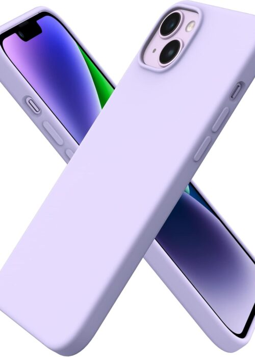 Compatible with iPhone 14 Plus Case 6.7, Slim Liquid Silicone 3 Layers Full Covered Soft Gel Rubber Phone Case Protective Cover 6.7 Inch-Pastel Lilac