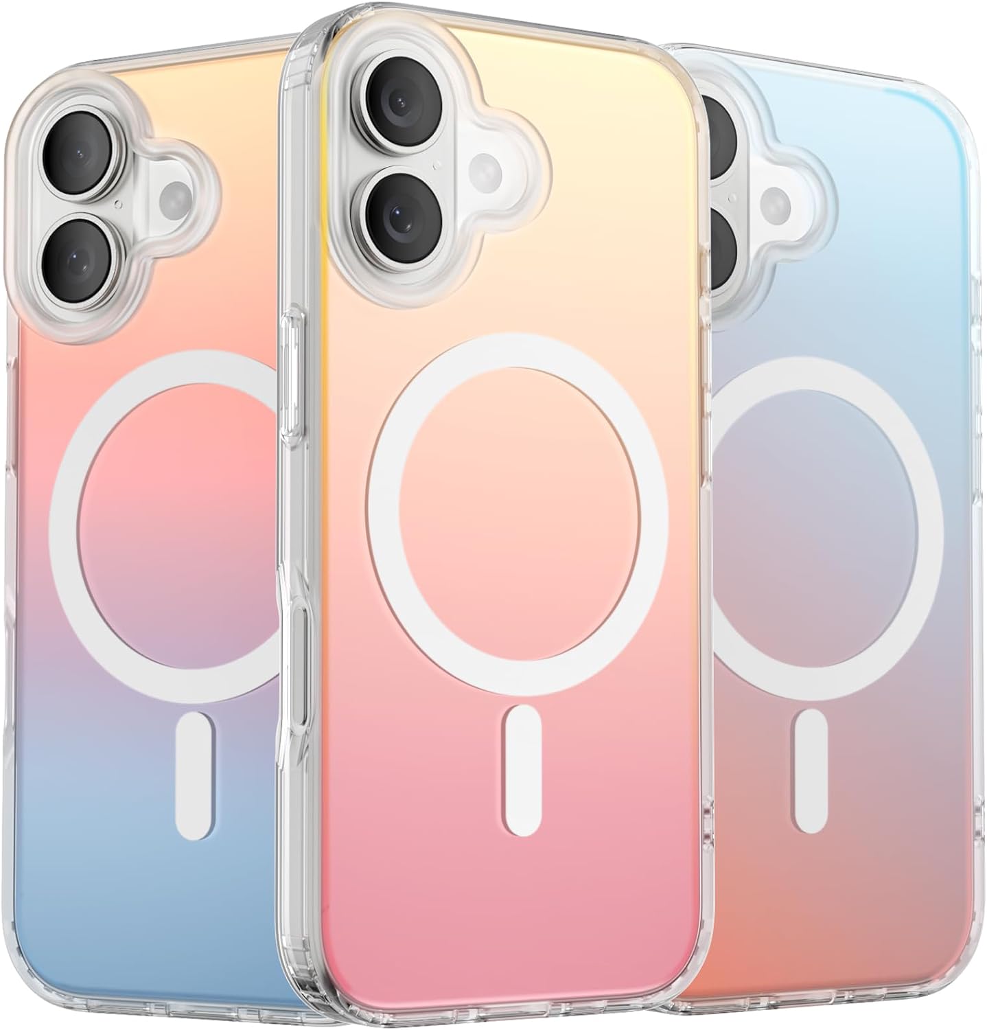 Compatible with iPhone 17 Case 6.3", Electroplated Iridescent Gradient Cover, Compatible with , Slim Rainbow Phone Case – Sunset Red