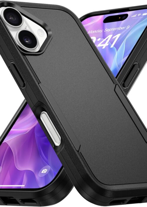 Designed for iPhone 17 Case, Dual Layer Heavy Duty Shockproof Protective Phone Cases Cover, Military Grade Drop Protection, Black
