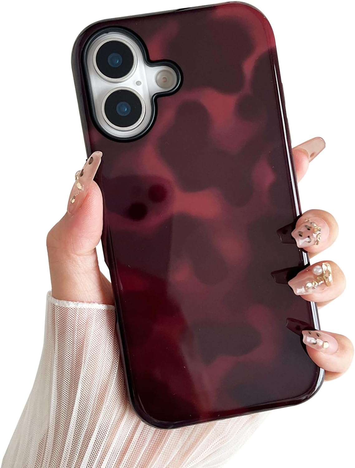 Compatible with iPhone 17 Case, Chic Amber Tortoise Shell Brown Print Leopard, Soft TPU and Hard Back Shockproof Phone Case for iPhone 17 6.3 inch, Color B